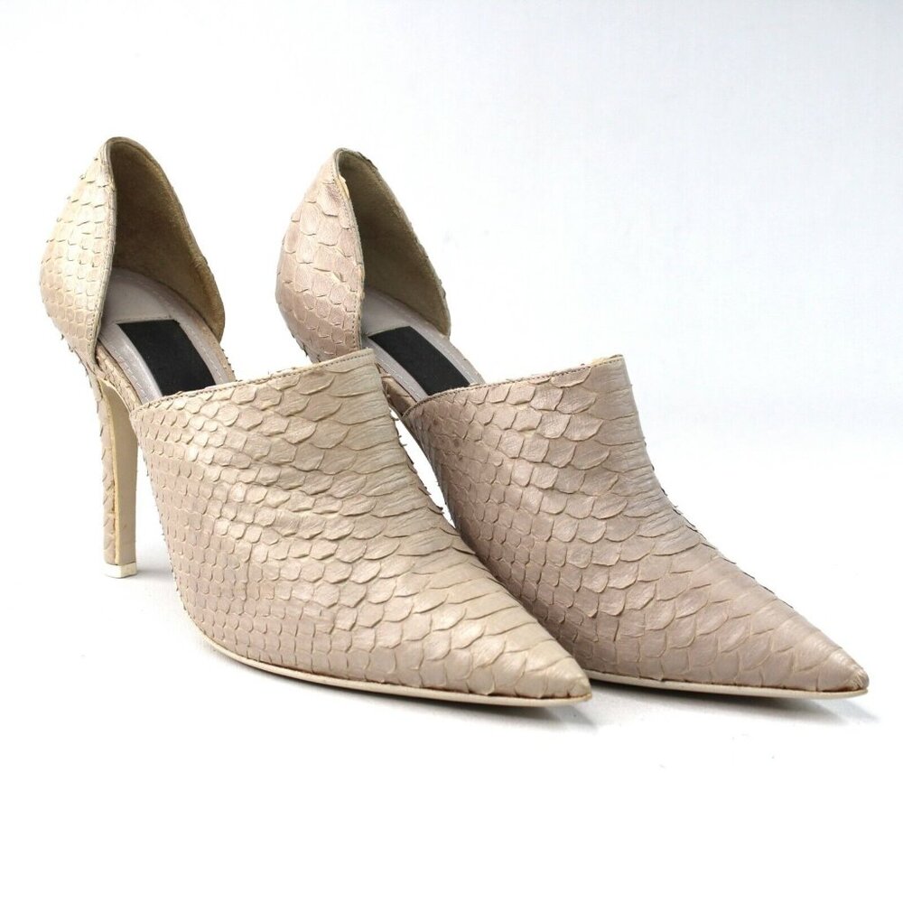 Haider Ackermann Sz 8.5 Gray D'orsay Real Snakeskin High Heel Pump Shoes Luxury - Picture 2 of 9
